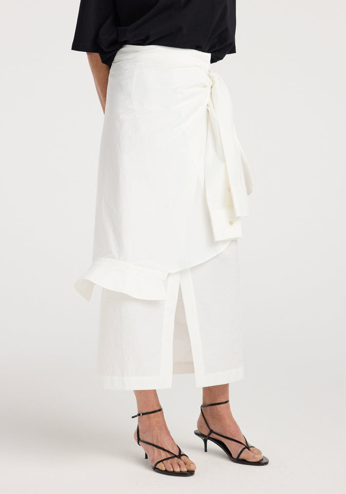 Shirt-wrap detailed skirt | optic white
