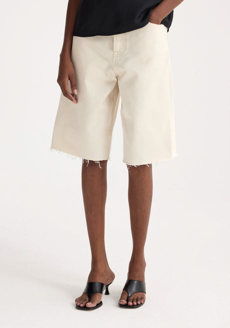 Baggy fit denim shorts | ecru