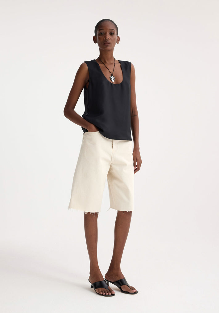 Baggy fit denim shorts | ecru