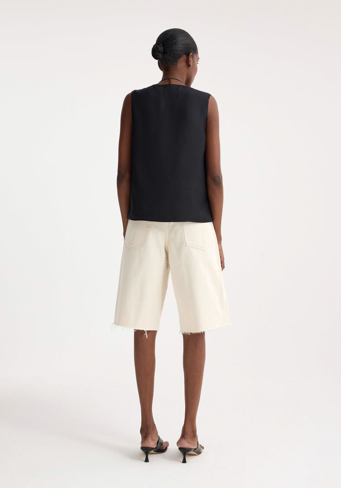 Baggy fit denim shorts | ecru