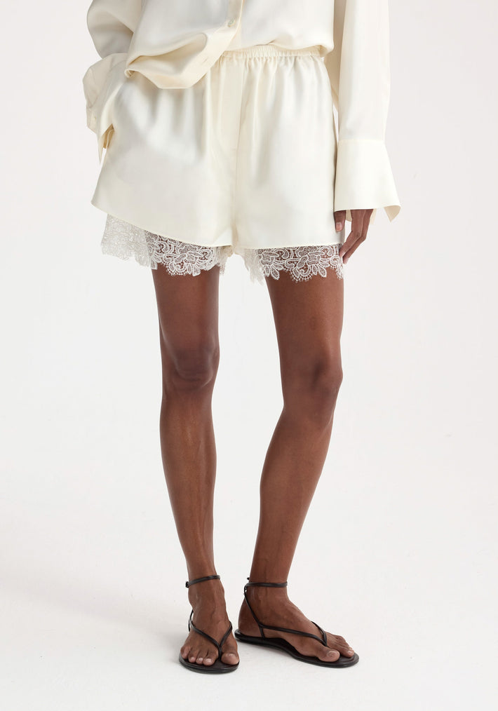 Lace silk shorts | cream