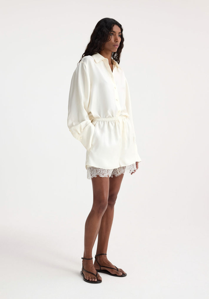 Lace silk shorts | cream