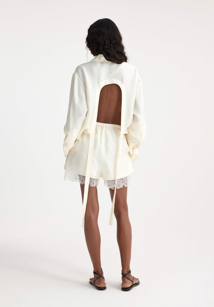 Lace silk shorts | cream