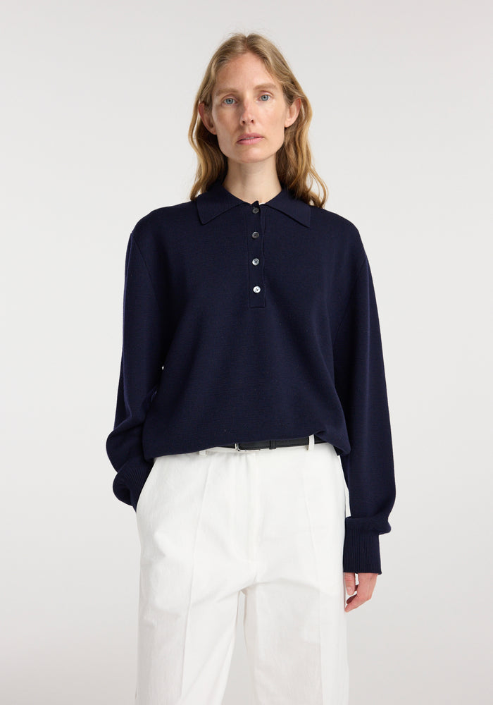 Merino wool polo | navy