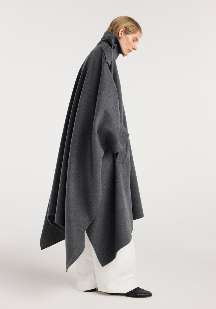 Double-faced cape trenchcoat | dark grey melange