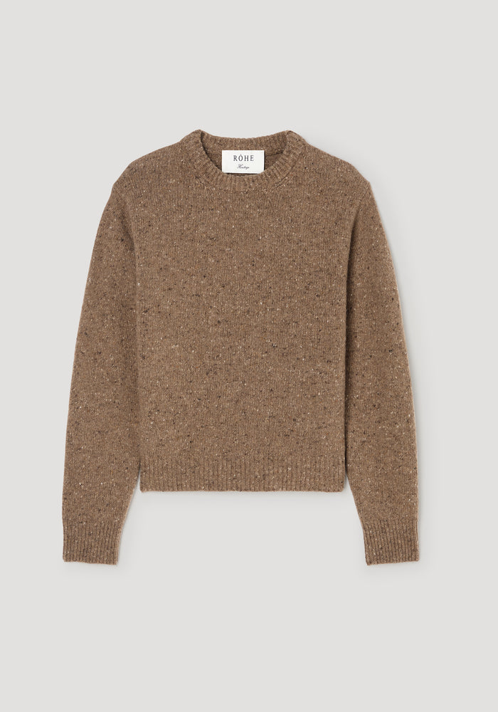 Fitted mouliné crewneck | mouliné taupe melange