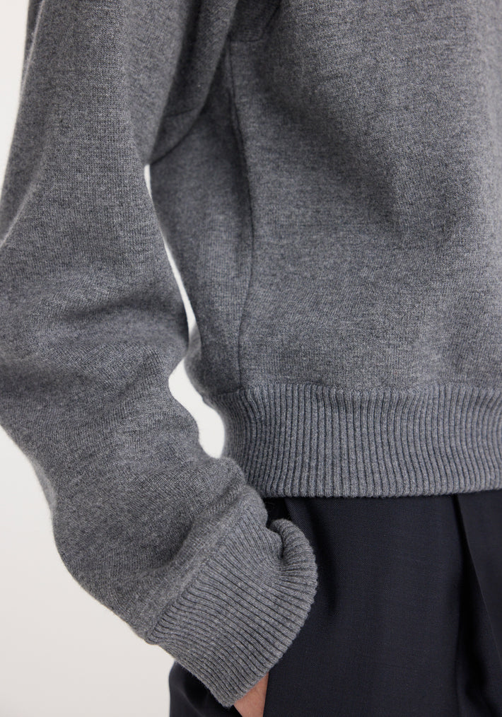 Statement shoulder crewneck | mid grey melange
