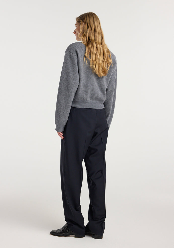 Statement shoulder crewneck | mid grey melange