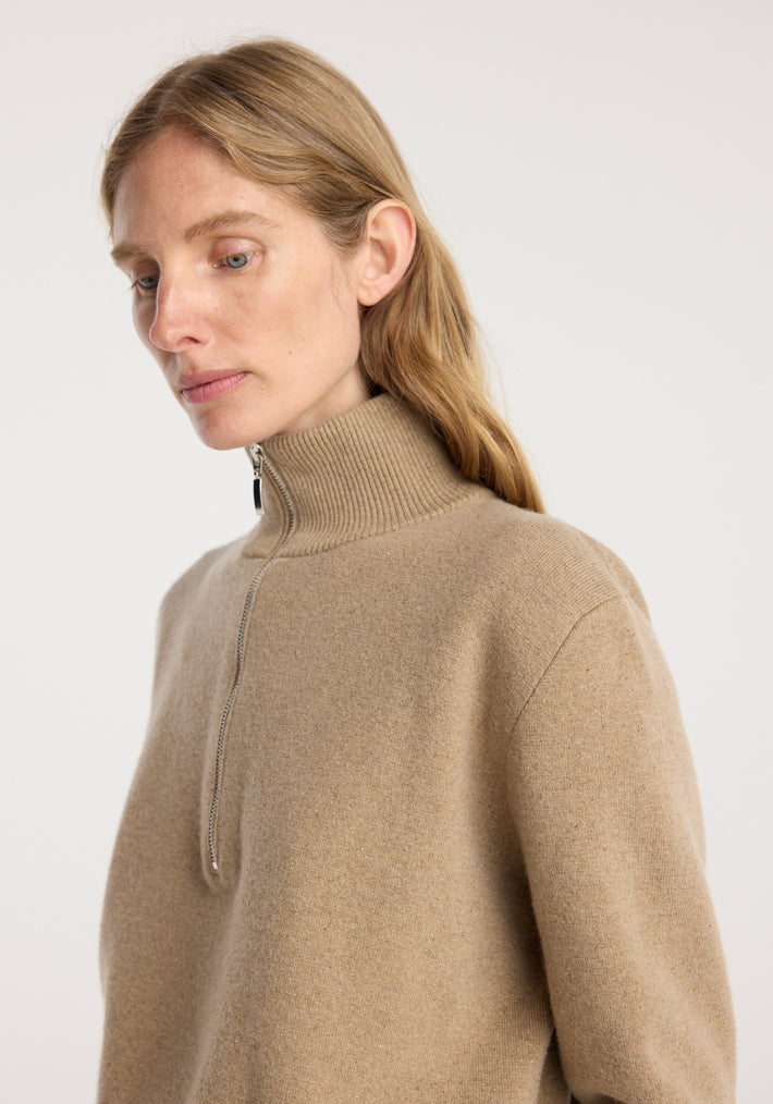 Zipped mouliné polo | camel