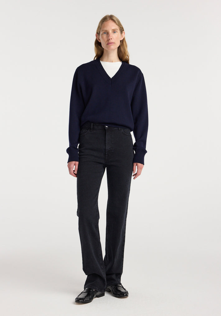 Lino - high rise straight denim | black