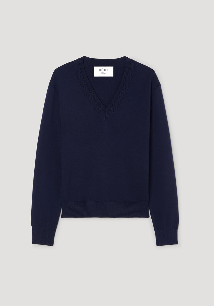 Double v-neck jumper | navy