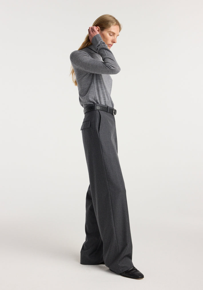 Wide leg trousers | dark grey melange