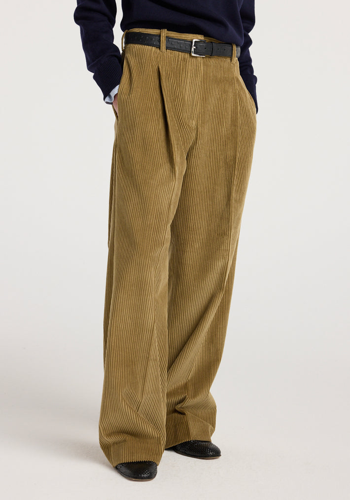 Ted - Lower waist corduroy trousers | beige