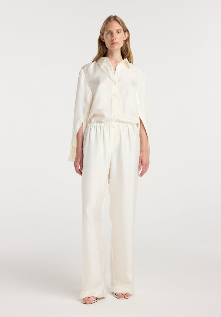 Silk relaxed trousers | cream
