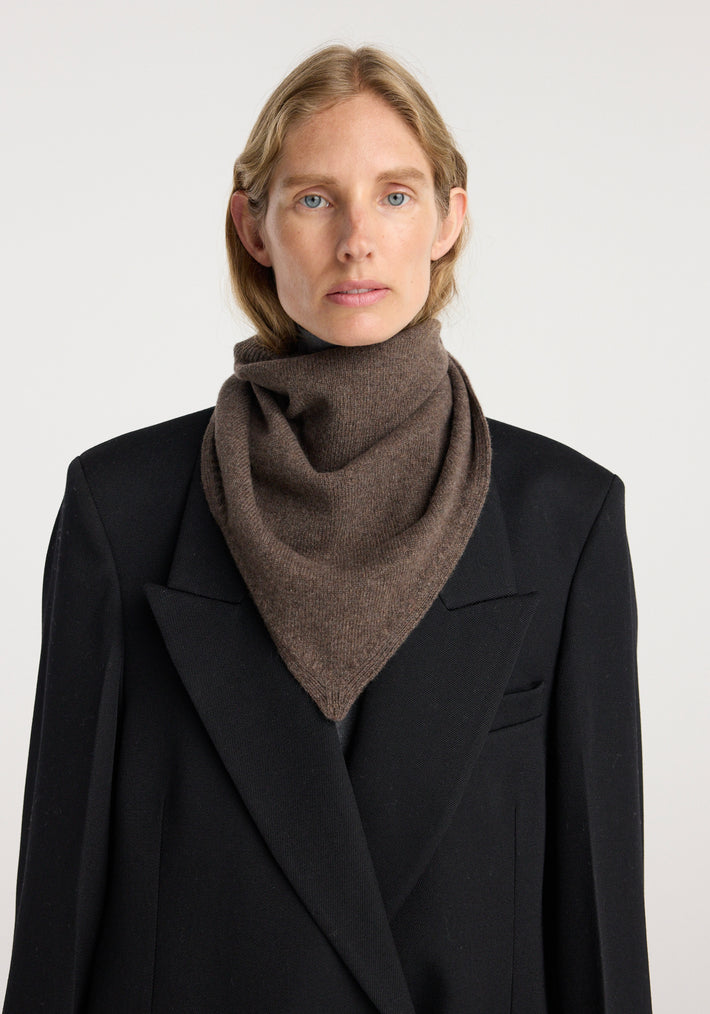Small knitted triangle scarf | taupe melange