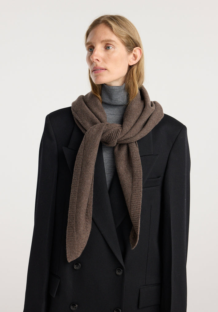 Large knitted triangle scarf | taupe melange