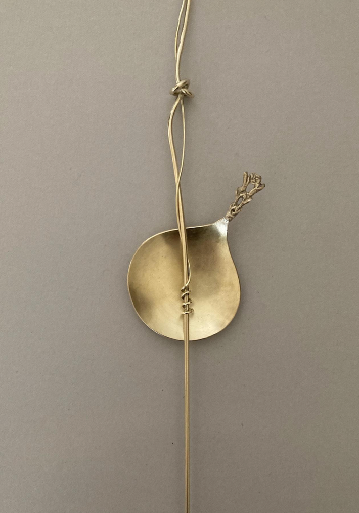 Handcrafted Tea Spoon by Misae Nikkei, featuring a brass rod with a decorative spoon head, showcasing unique, delicate craftsmanship inspired by daily rituals.