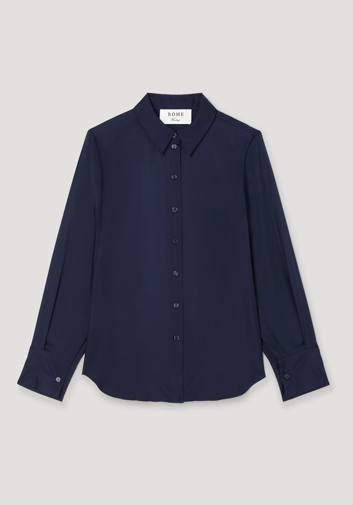 Silk open-sleeve detailed shirt | night