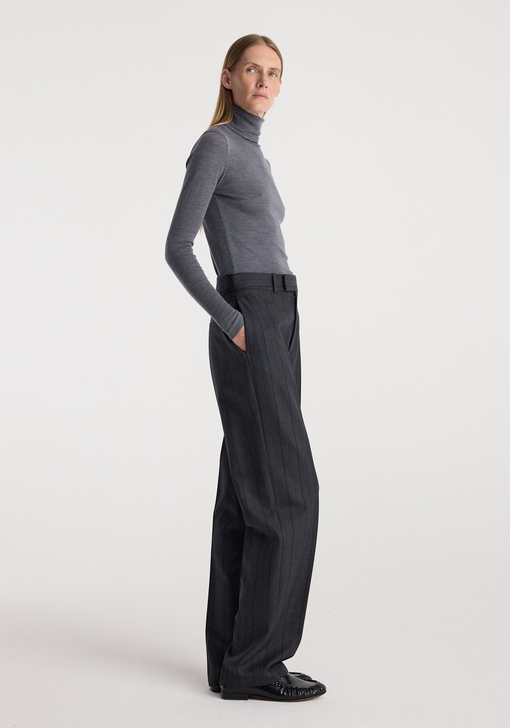 Fine merino turtleneck | mid grey melange