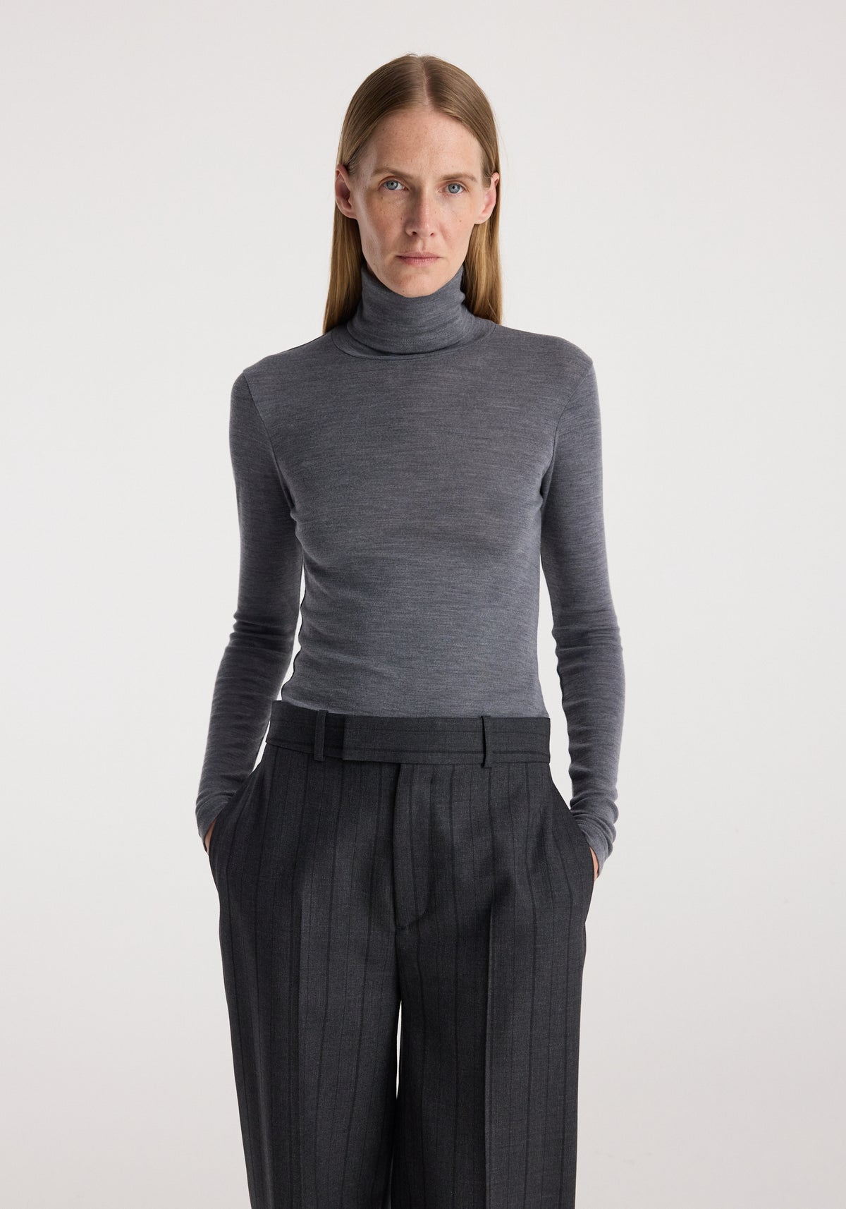 Fine merino turtleneck | mid grey melange