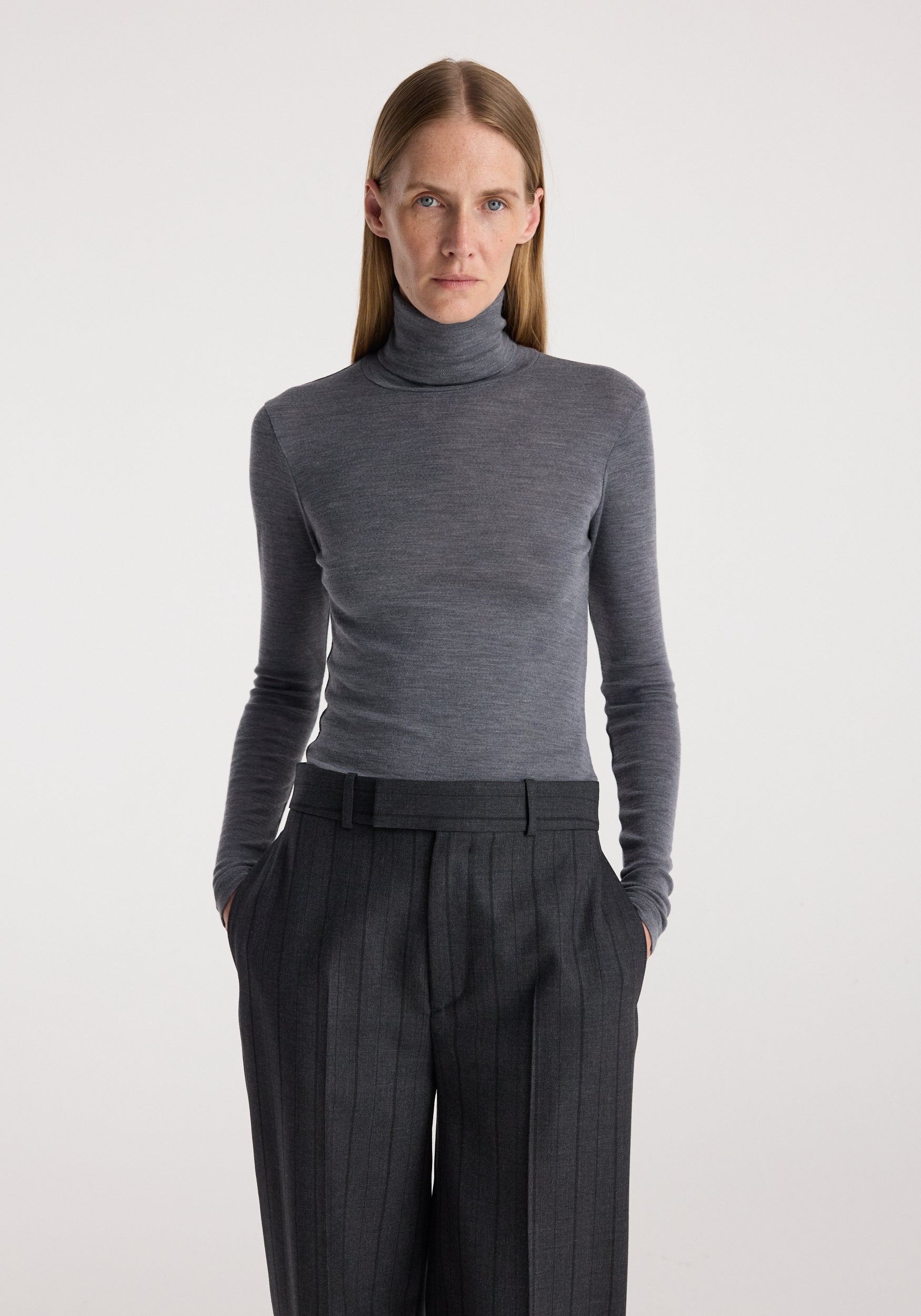 Fine merino turtleneck | mid grey melange
