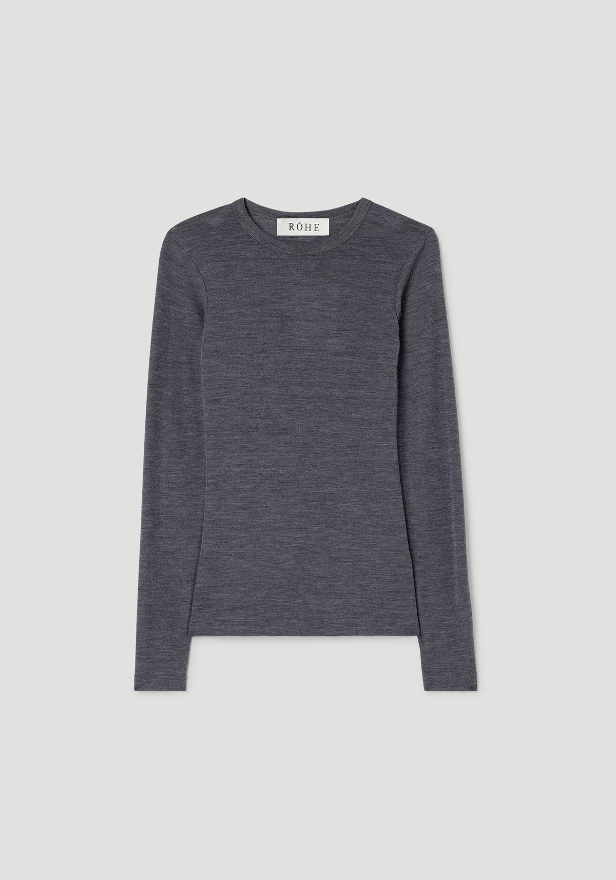 Fine merino long sleeve | mid grey melange