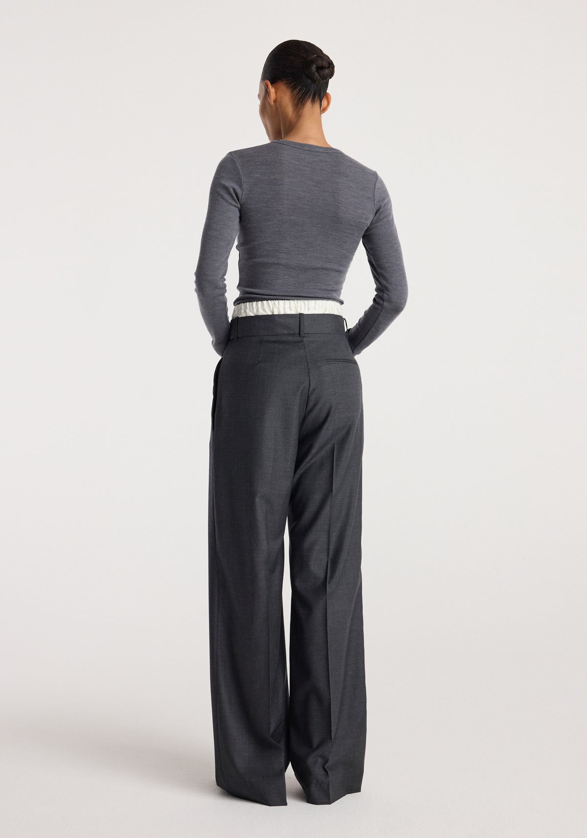 Fine merino long sleeve | mid grey melange