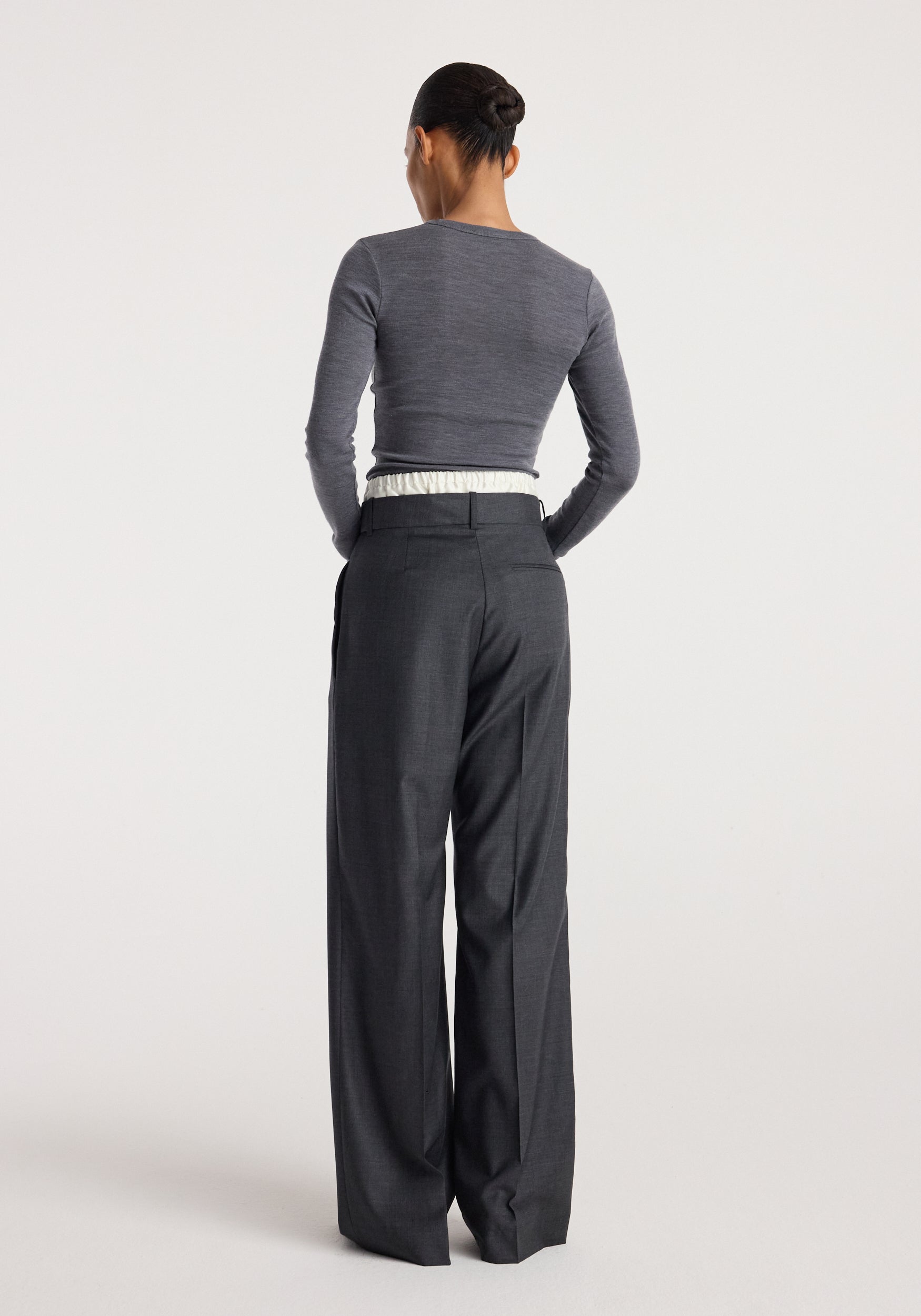 Fine merino long sleeve | mid grey melange