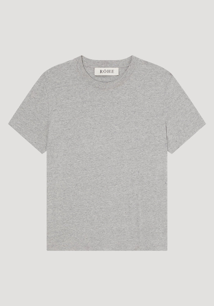 Slub melange cotton t-shirt in light grey melange, oversized fit with crewneck, crafted from organic cotton for a relaxed, minimalist style.