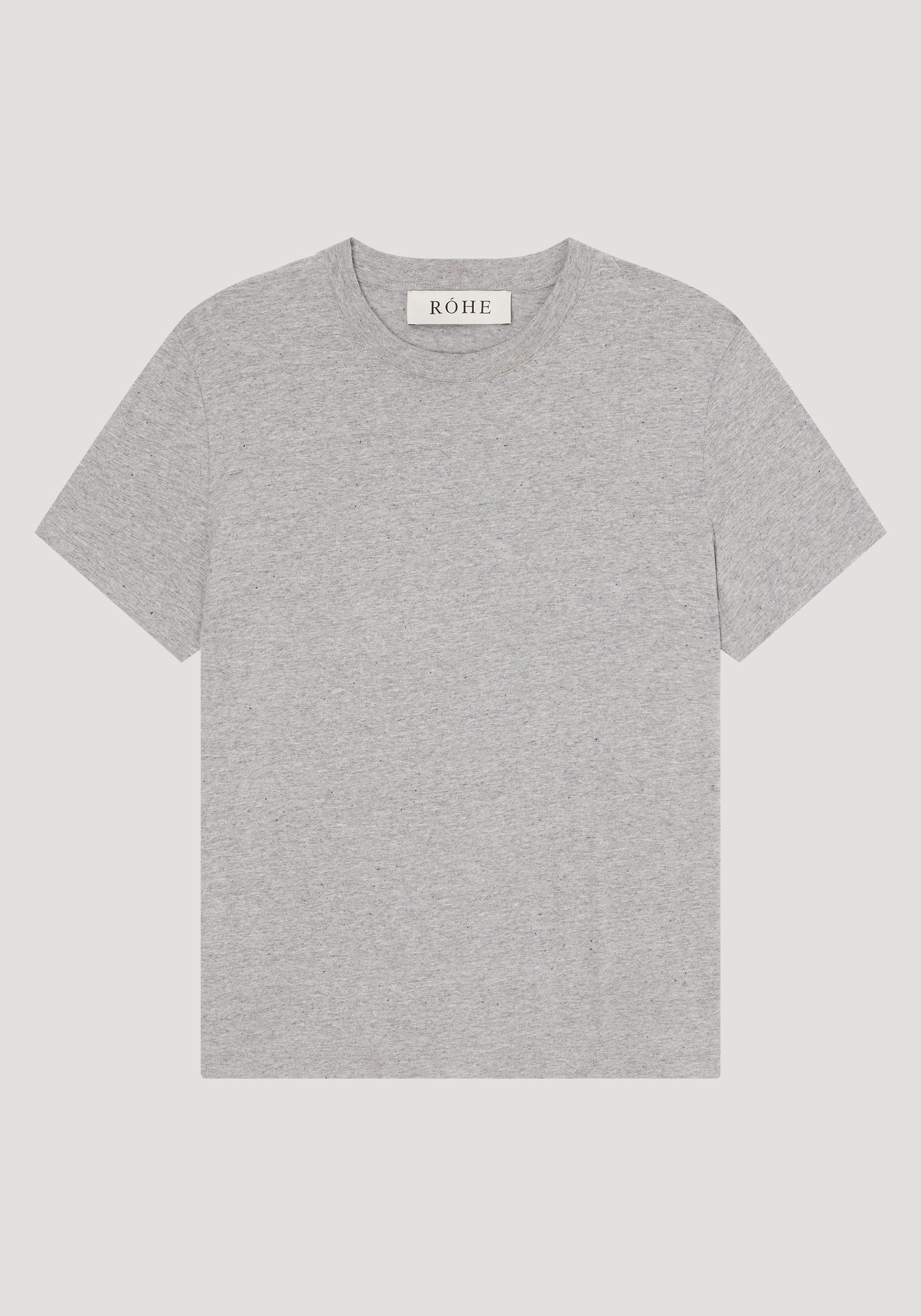 Slub melange cotton t-shirt | light grey melange with a classic crew neck and short sleeves, featuring a soft, textured fabric in a light grey melange color.