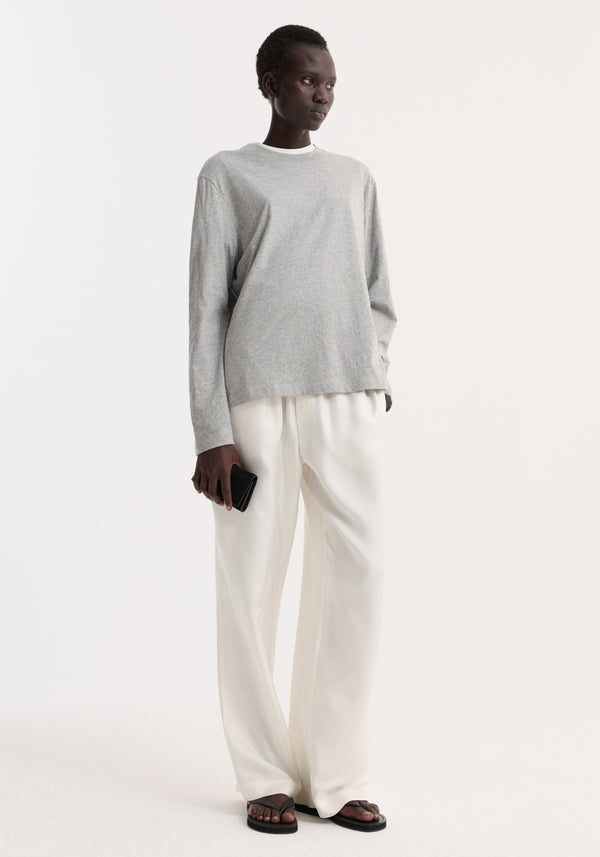 Slub melange cotton long sleeve | light grey melange