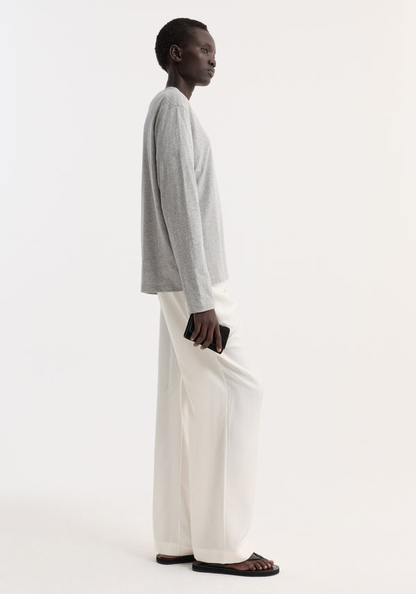 Slub melange cotton long sleeve | light grey melange