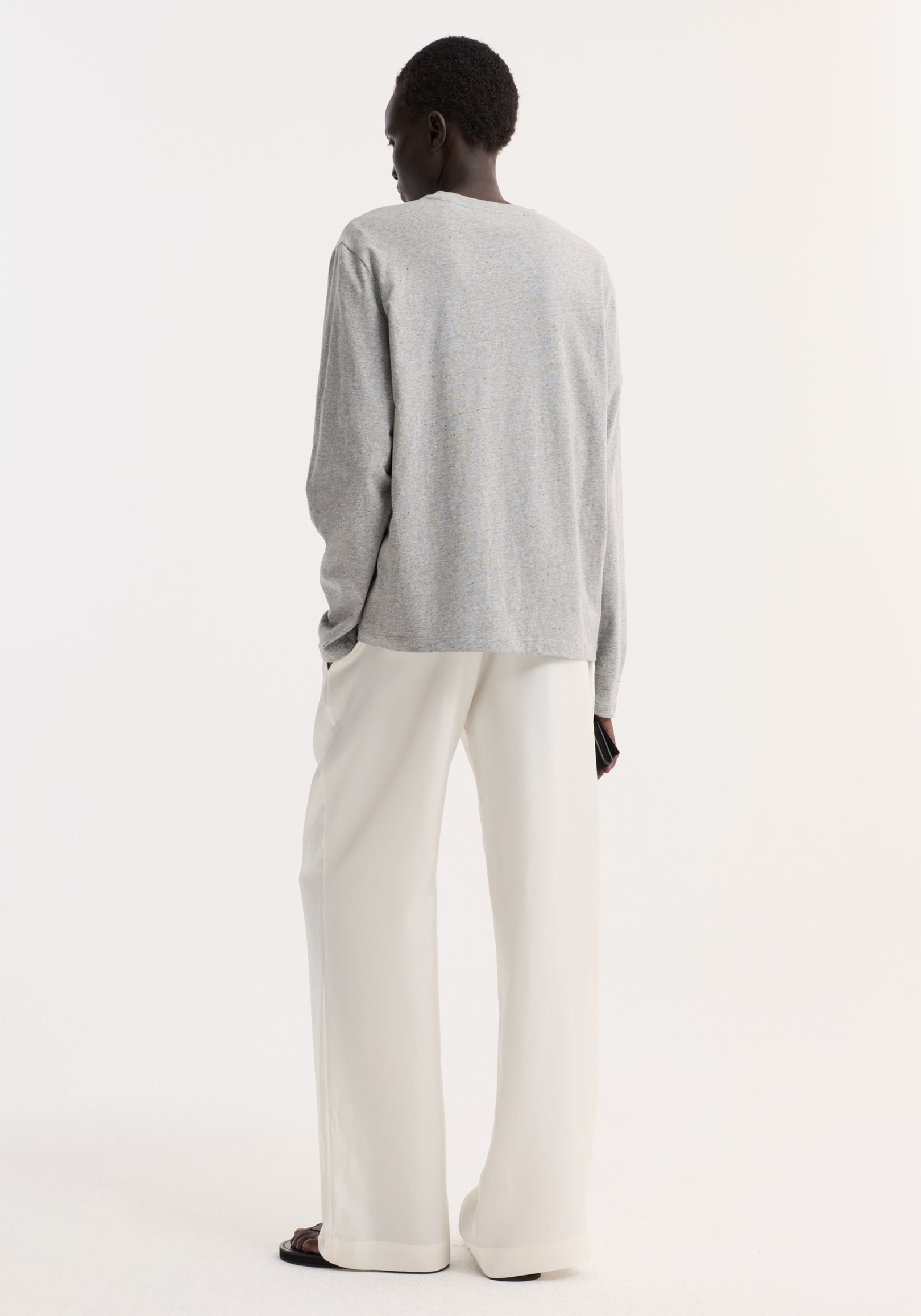 Slub melange cotton long sleeve | light grey melange