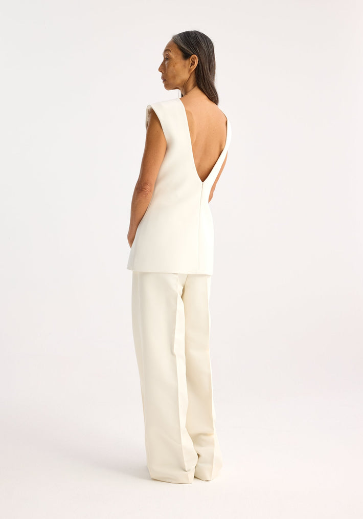 Curved open back top | cream