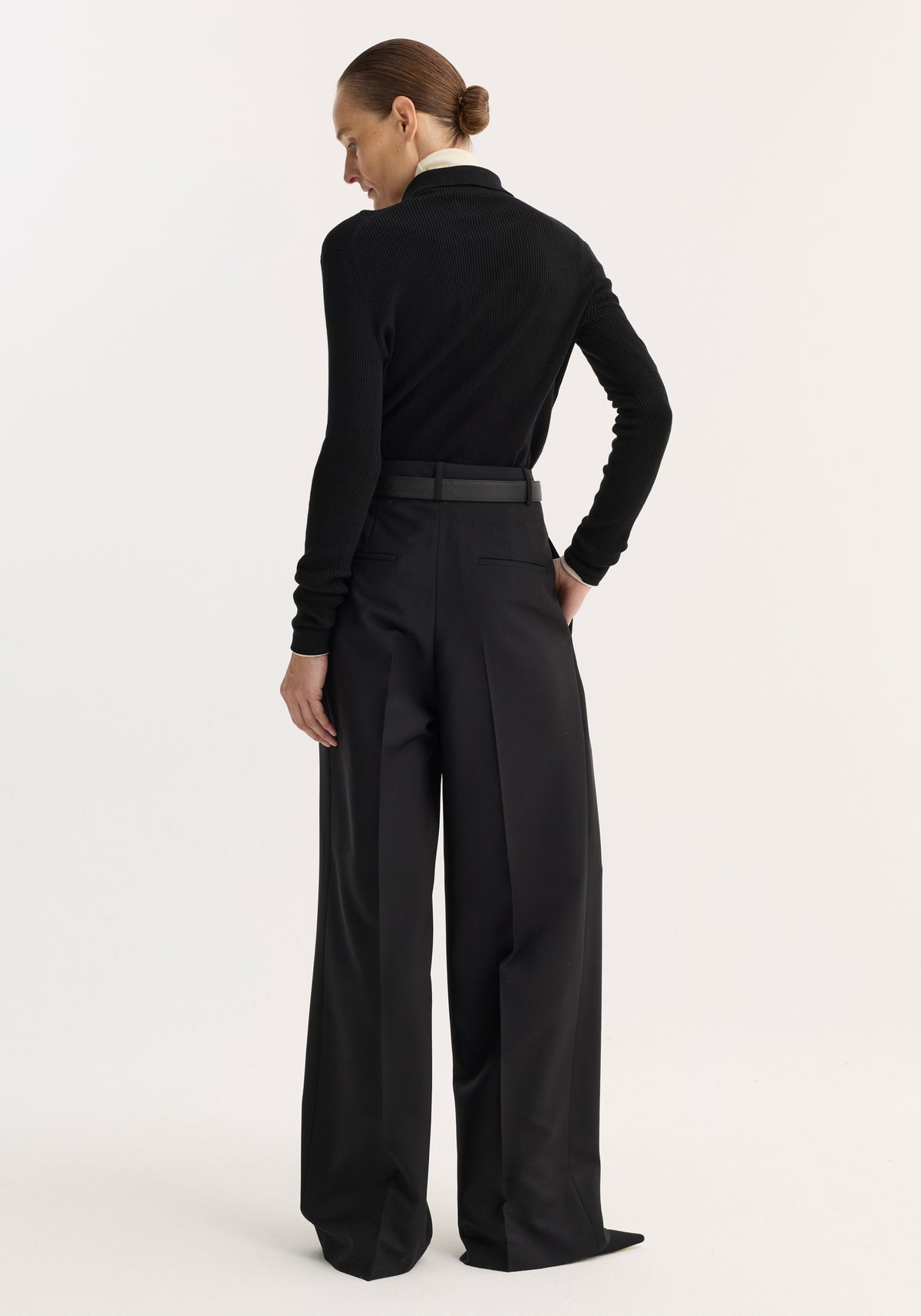 Rib knitted polo | black