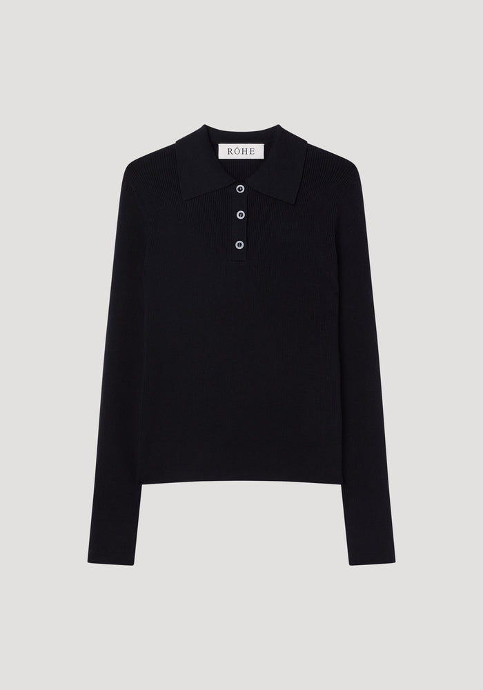 Rib knitted polo | black