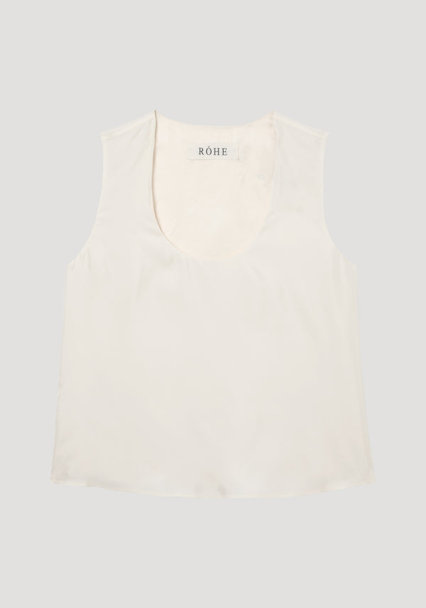 Scoop-neck silk top | cream