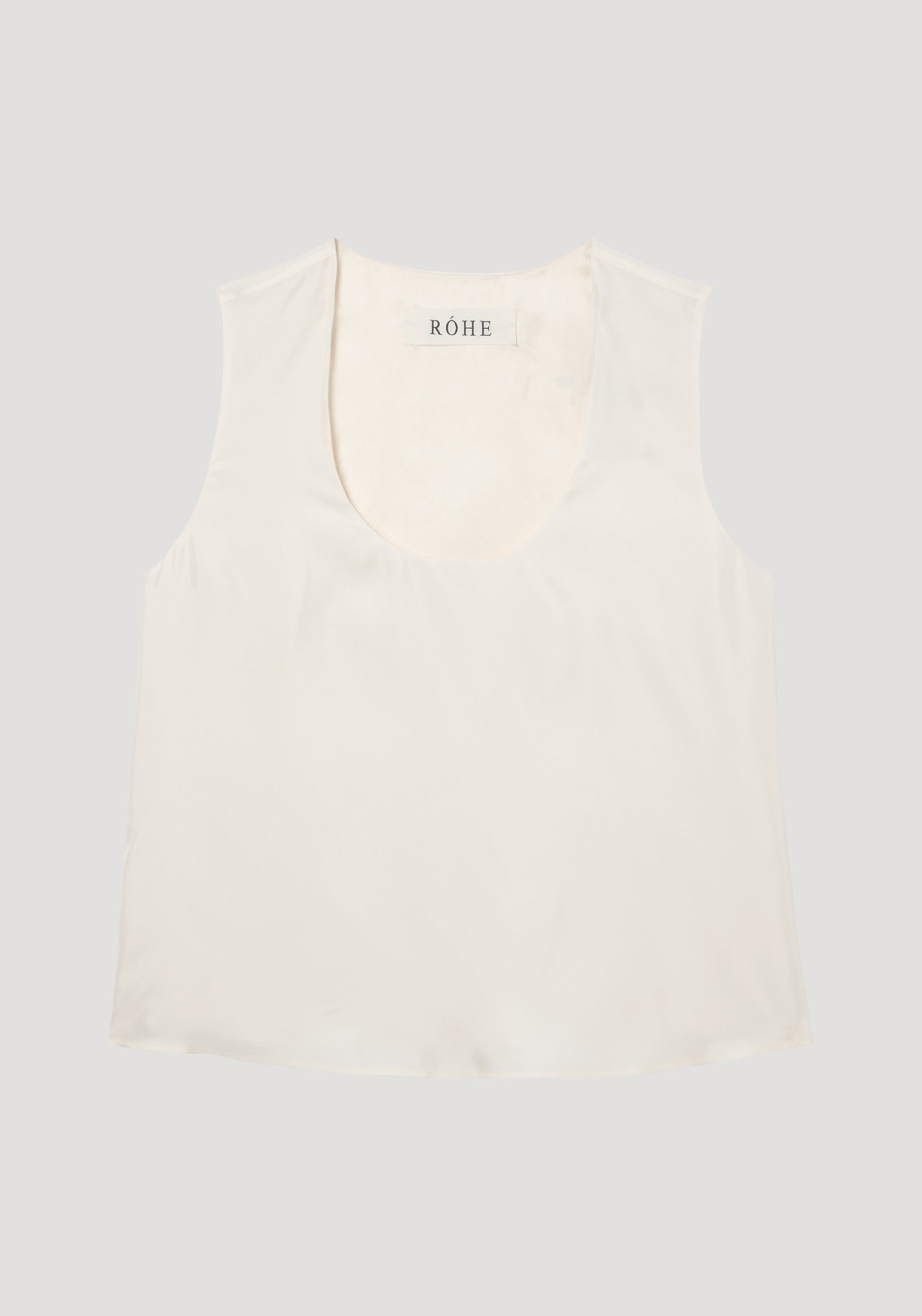 Scoop-neck silk top | cream
