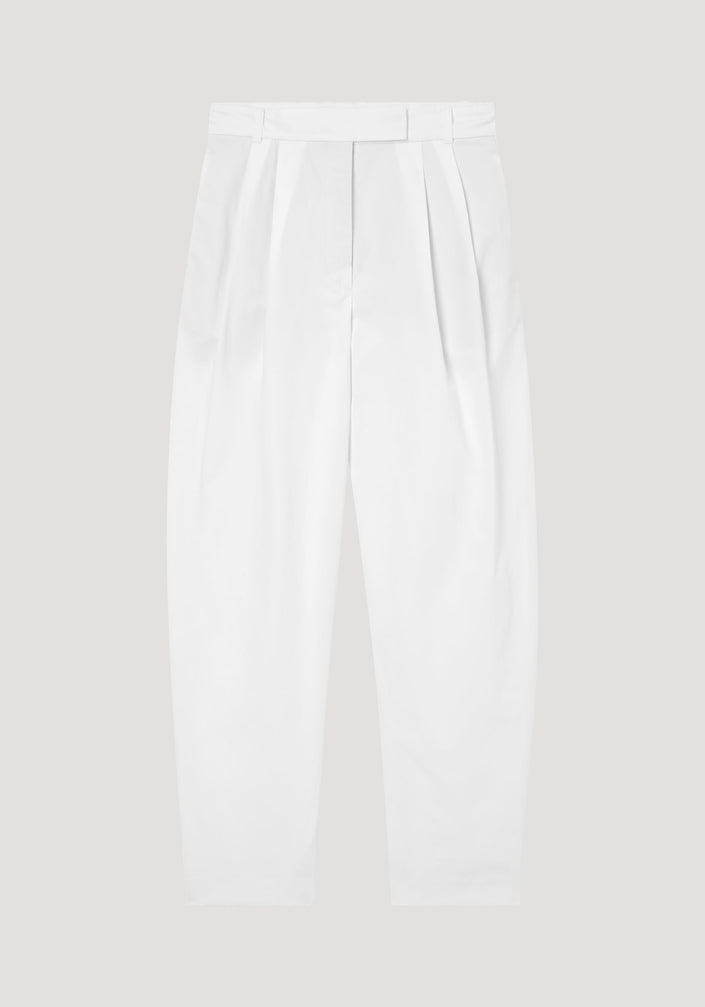 Rounded leg cotton trousers | optic white