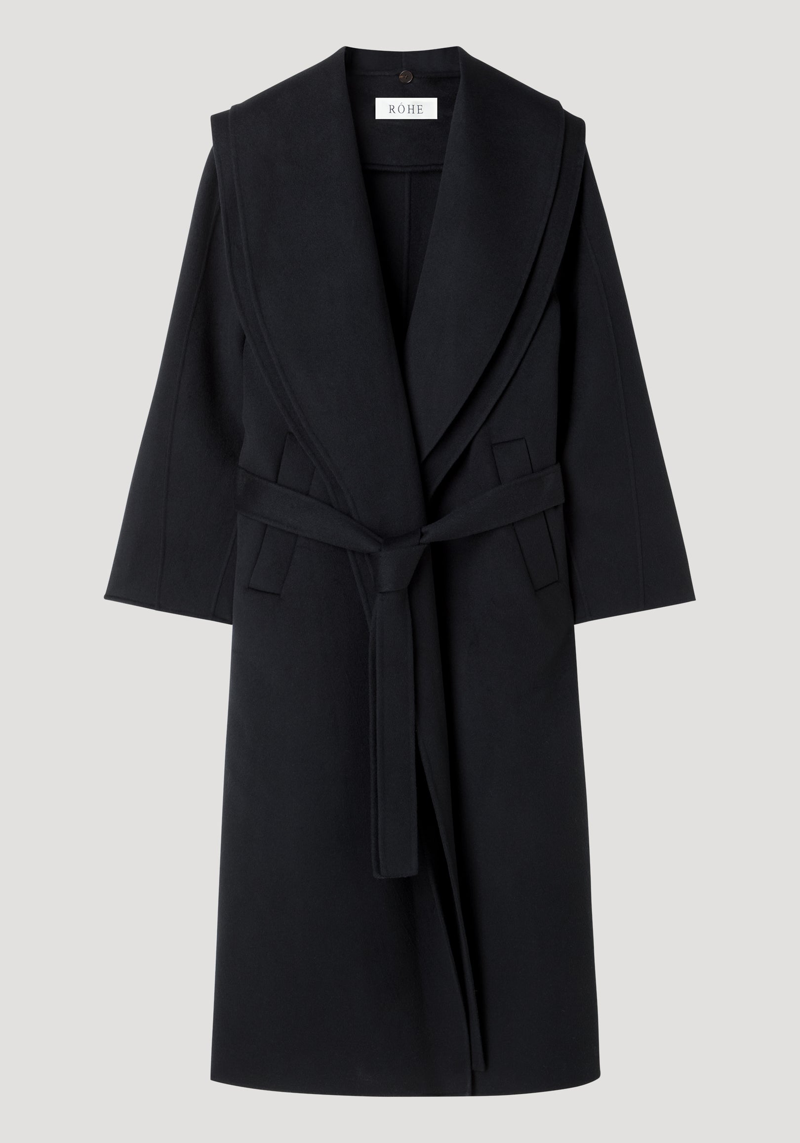 Signature double-faced scarf coat with belt | black