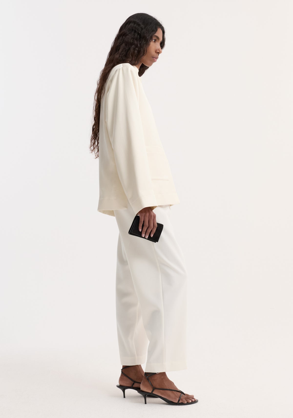 Pearl button satin jacket | cream