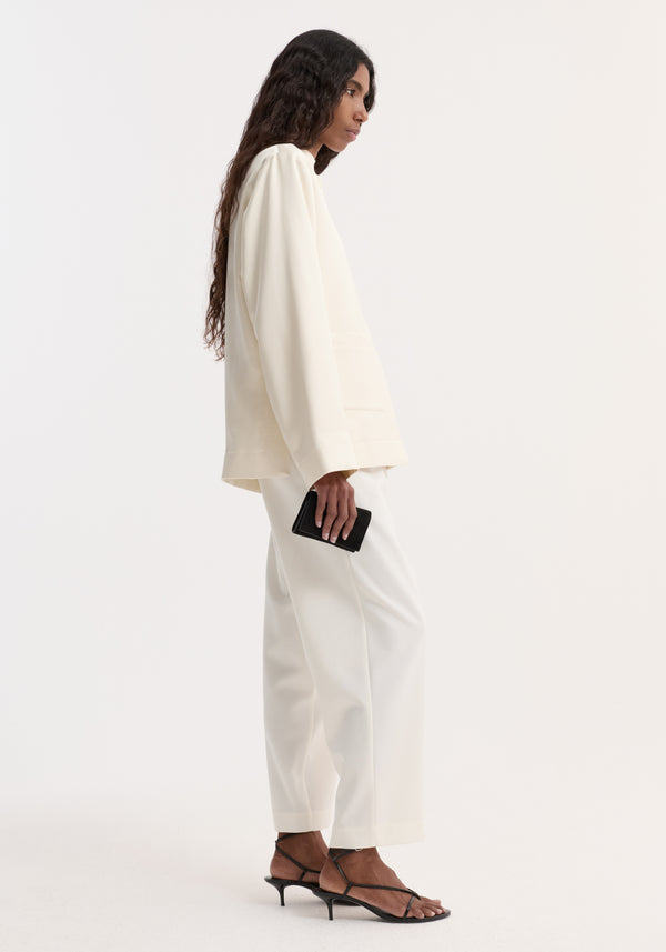 Pearl button satin jacket | cream
