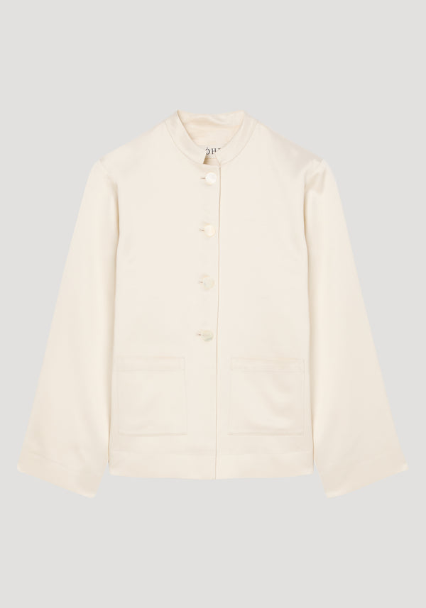 Pearl button satin jacket | cream