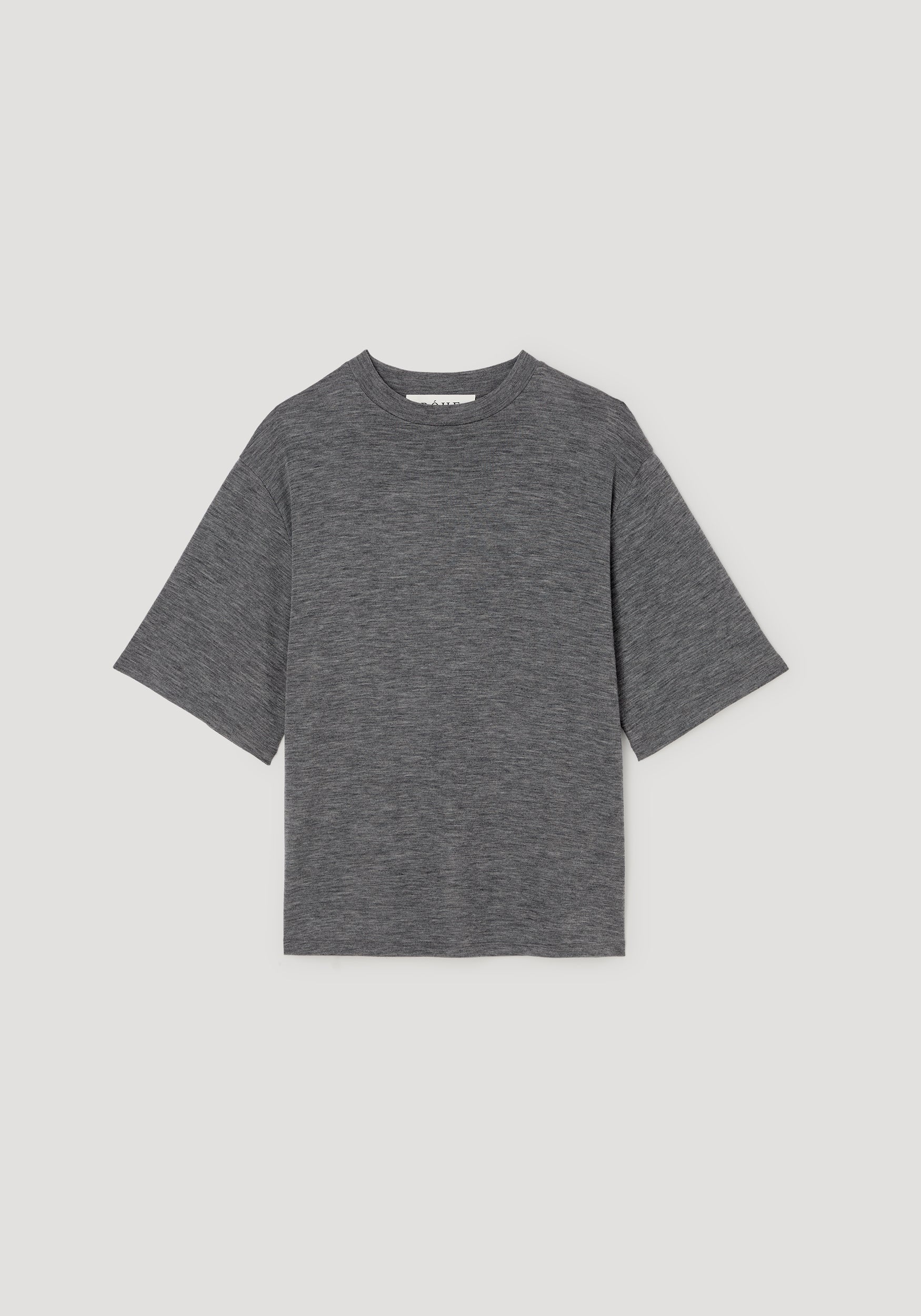 Oversized soft merino t-shirt | mid grey melange