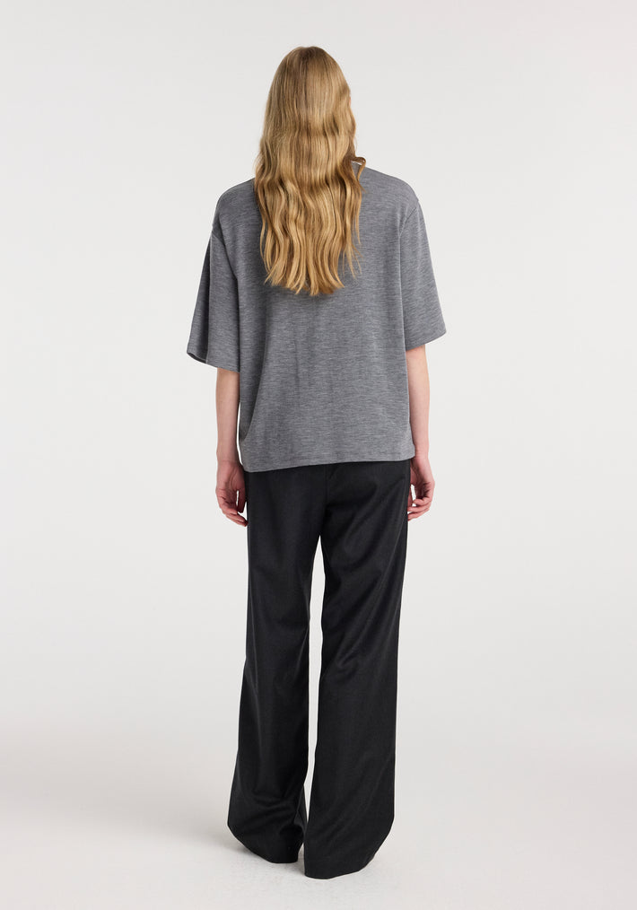 Oversized soft merino t-shirt | mid grey melange