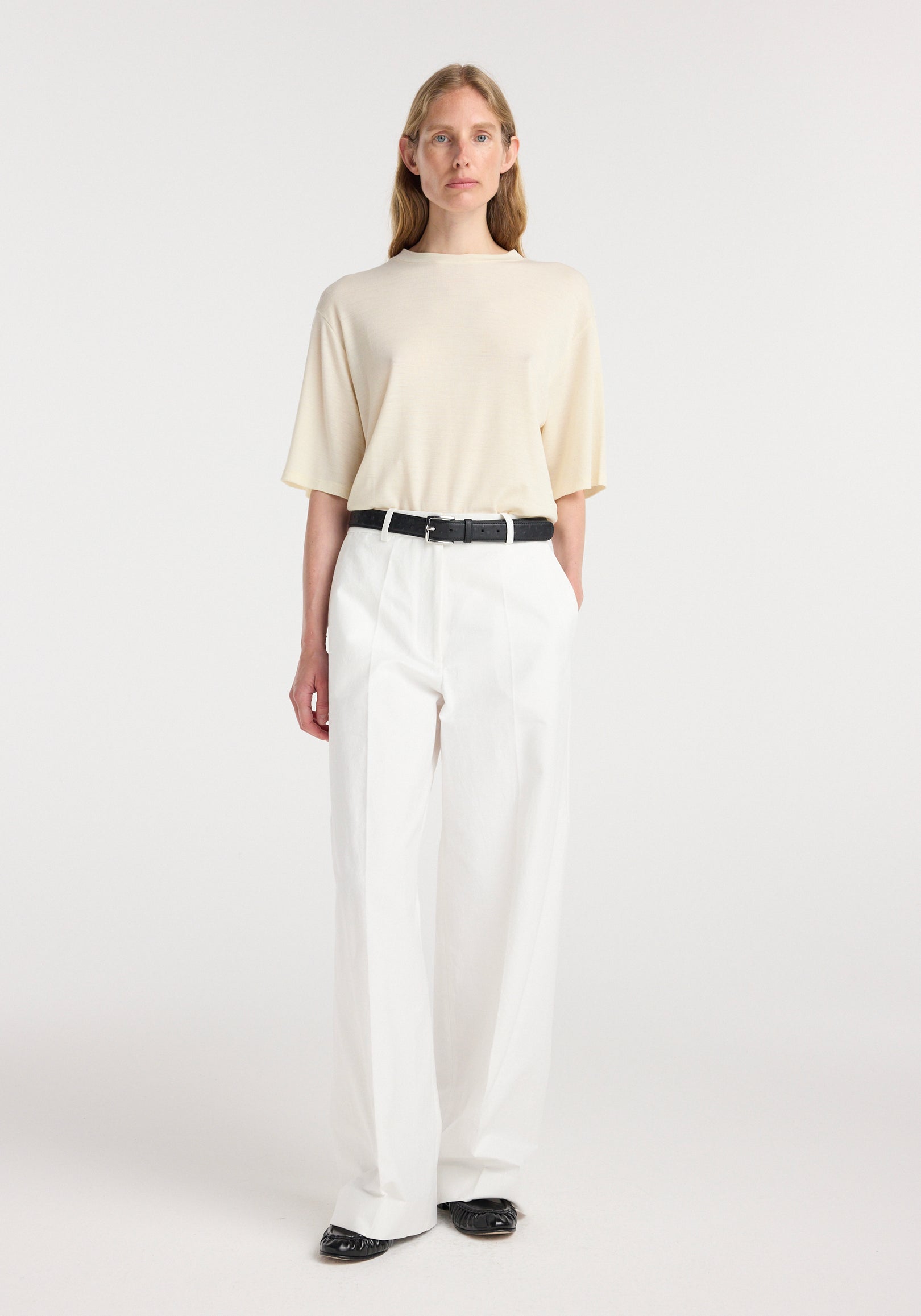 Oversized merino t-shirt | off white
