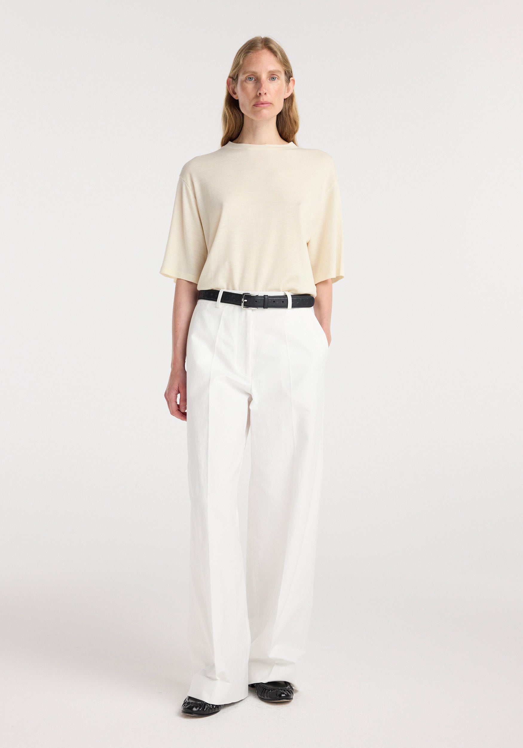 Oversized merino t-shirt | off white