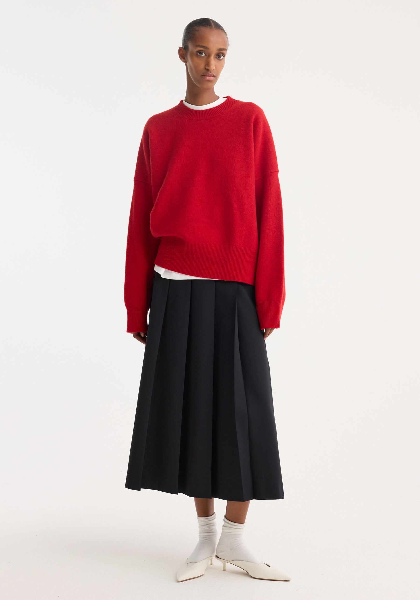 Boiled wool crewneck | rosso