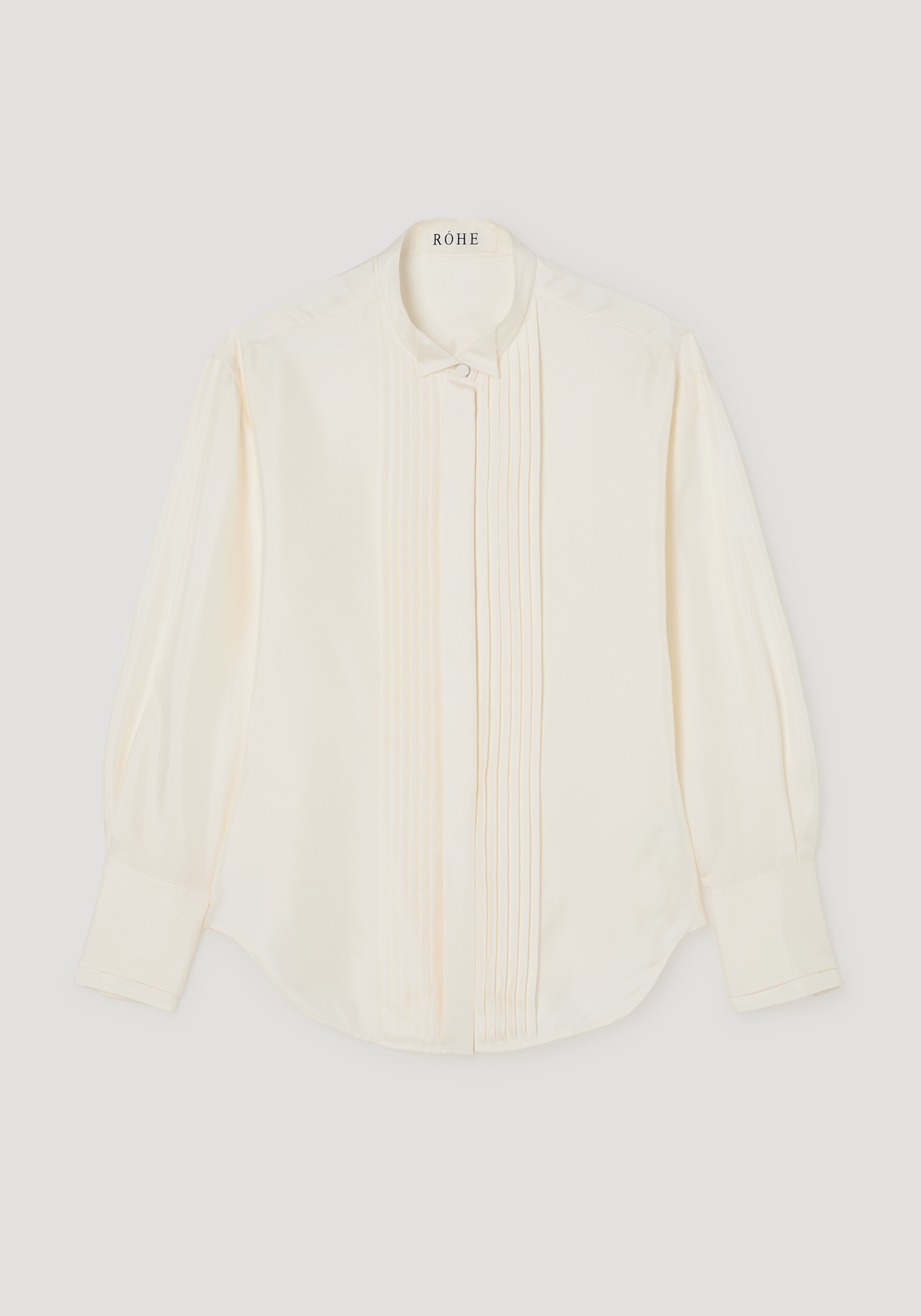 Shaped tuxedo silk shirt | cream