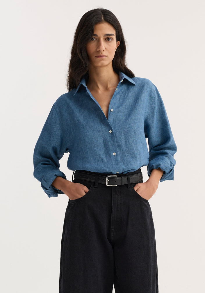 Classic chambray shirt | ocean blue
